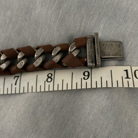 Brown  leather braided western biker stainless steel men’s bracelet - Picture 5 of 5